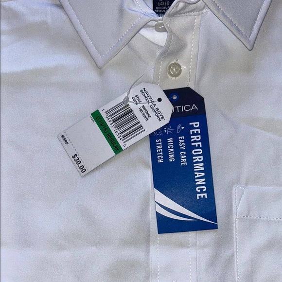 Nautica Kids White Short Sleeve Button-Down Shirt - Picture 4 of 9